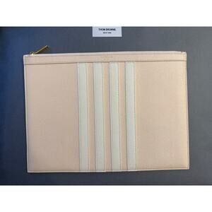 NWT & dust bag THOM BROWNE $1100 Leather Document Holder Clutch Bag, Italy